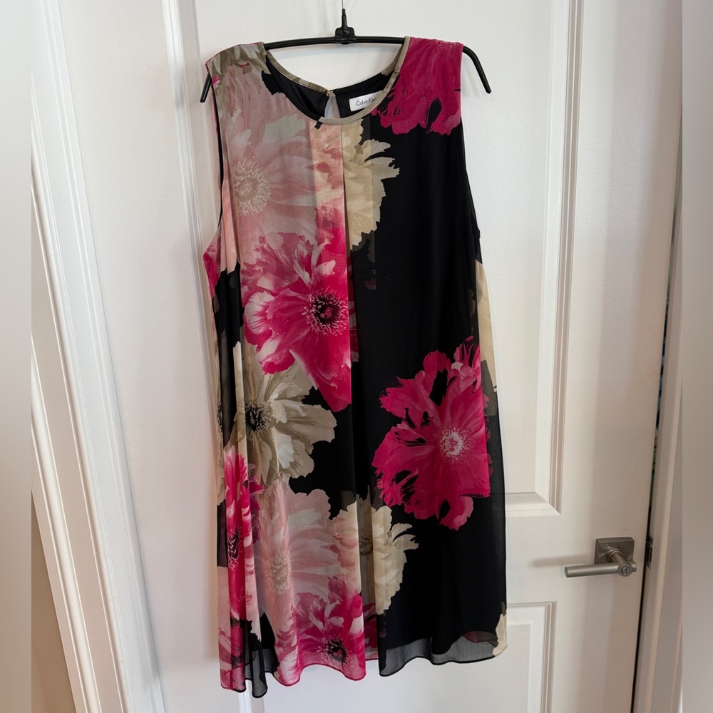 Calvin Klein Black and Pink Floral Mini Dress
